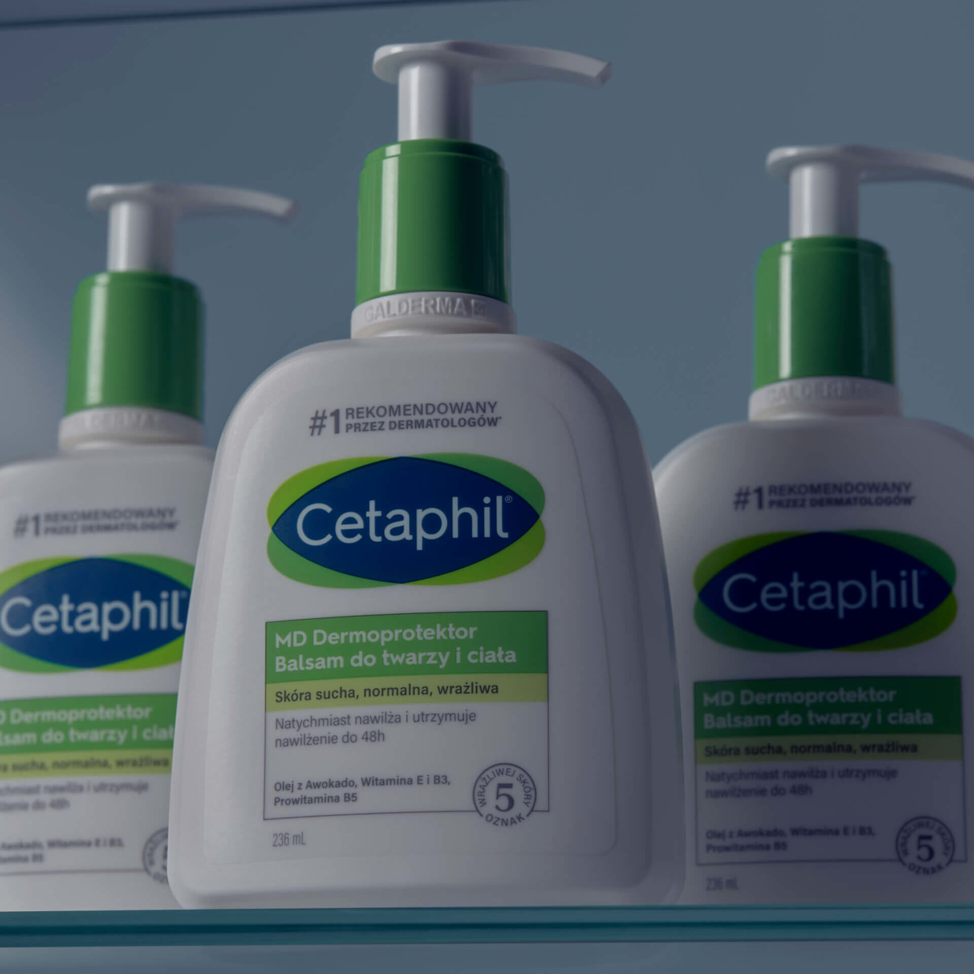 3 opakowania balsamu Cetaphil MD Dermoprotektor.