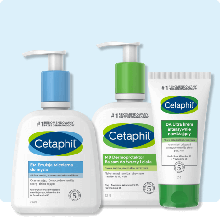 Zestaw EM Emulsja micelarna do mycia 236 ml, MD Dermoprotektor balsam do twarzy i ciała 236 ml i DA Ultra krem intensywnie nawilżający 85 g