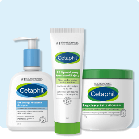 Zestaw EM Emulsja micelarna do mycia 236 ml, Łagodzący żel z aloesem 453 g i PS Lipoaktywny krem nawilżający 100 g