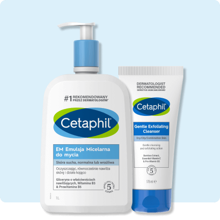 Zestaw EM Emulsja micelarna do mycia 1l i Delikatny Żel oczyszczający do twarzy z peelingiem 178 ml