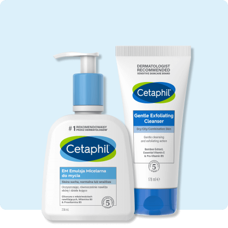 Zestaw EM Emulsja micelarna do mycia 236 ml i Delikatny Żel oczyszczający do twarzy z peelingiem 178 ml