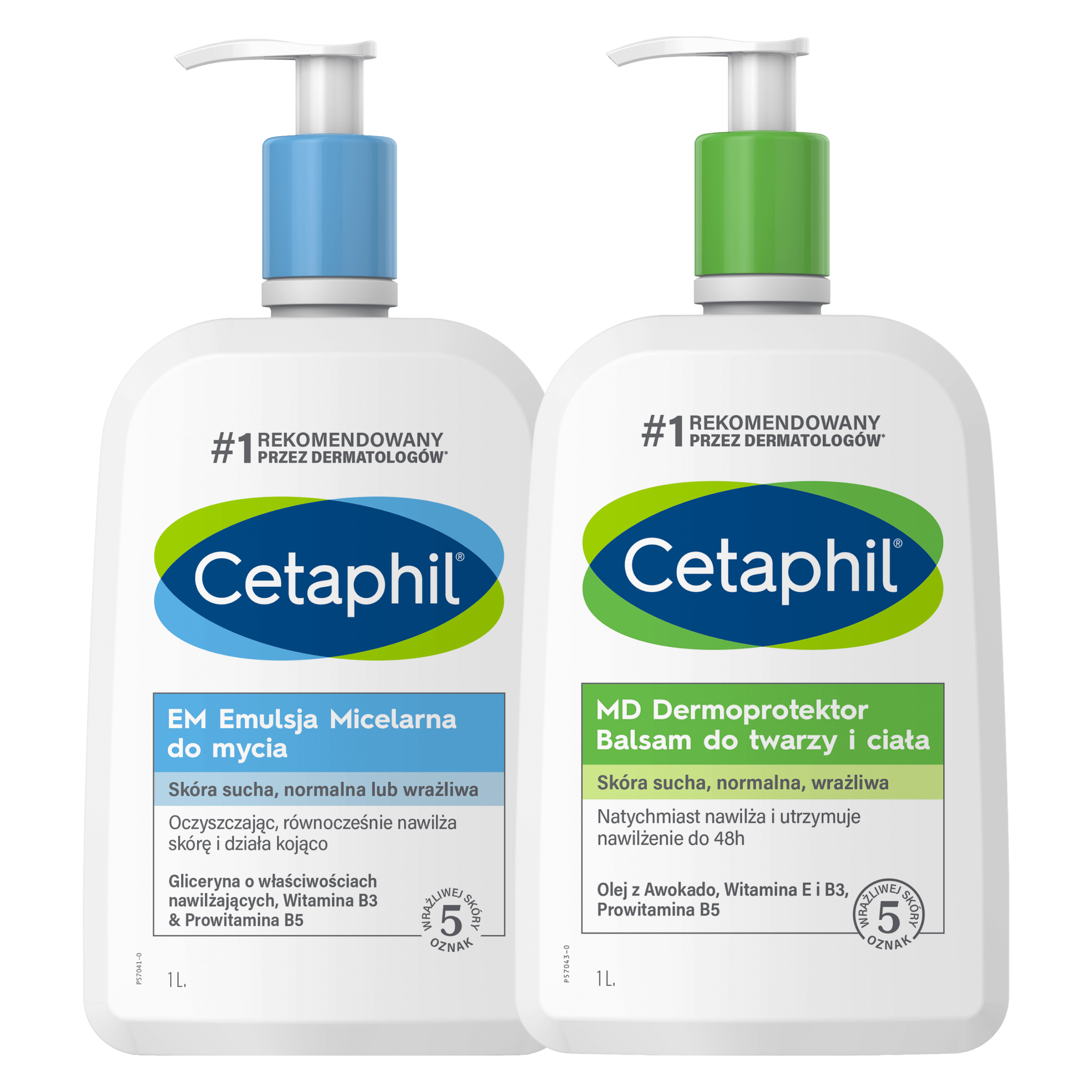 Zestaw EM Emulsja micelarna do mycia 1l i MD Dermoprotektor balsam do twarzy i ciała 1l