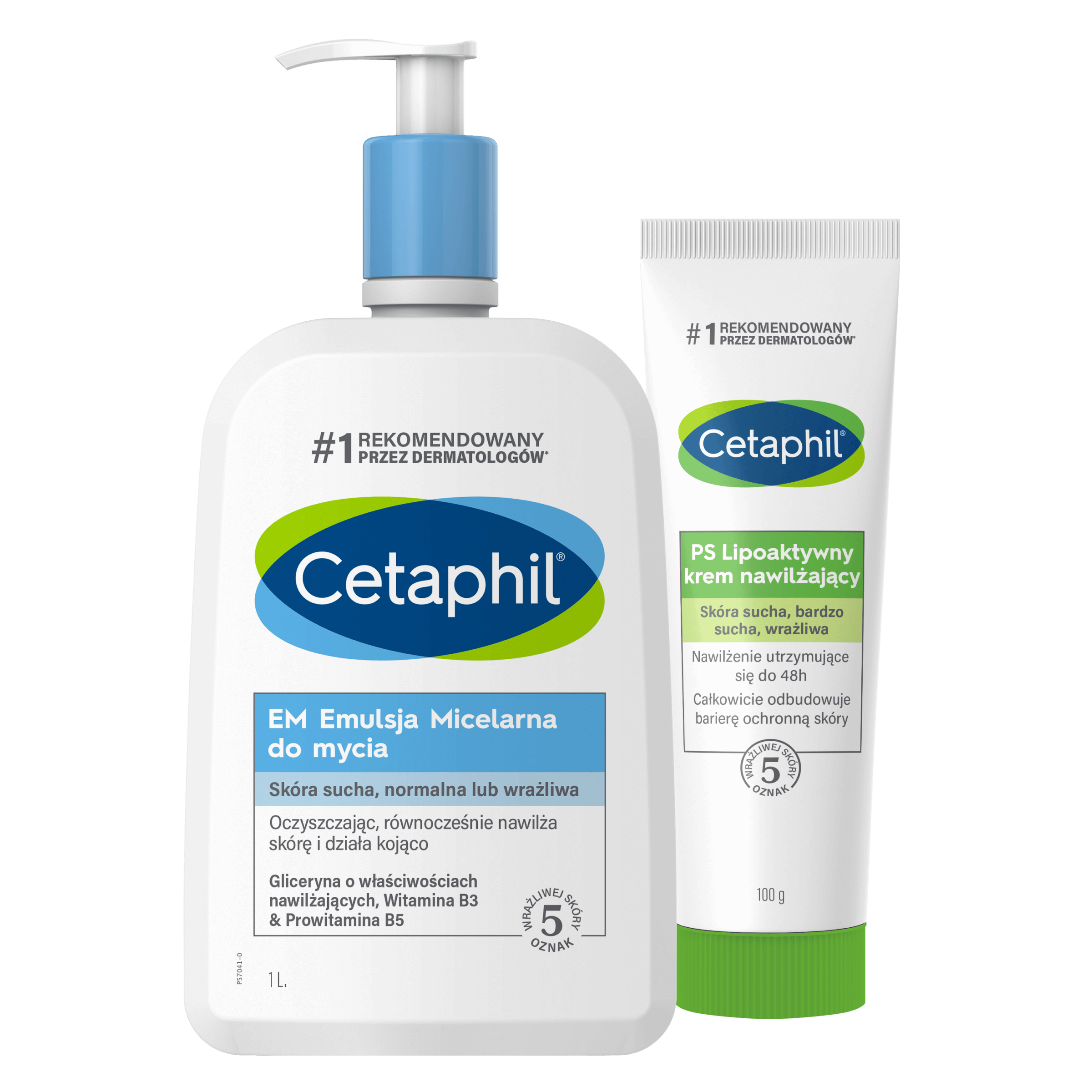 Zestaw EM Emulsja micelarna do mycia 1l, PS Lipoaktywny krem nawilżający