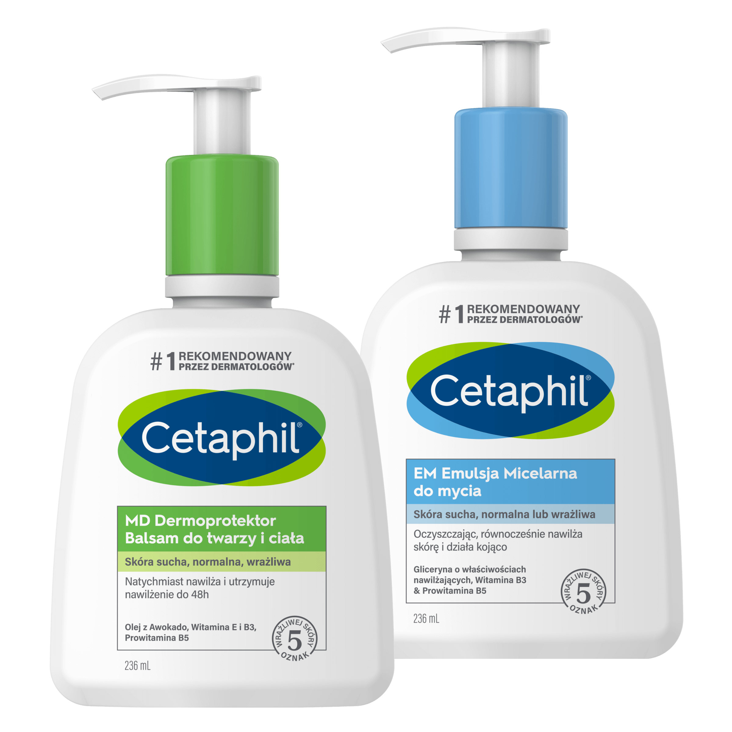 Zestaw EM Emulsja micelarna do mycia 236 ml i MD Dermoprotektor Balsam do twarzy i ciała 236 ml